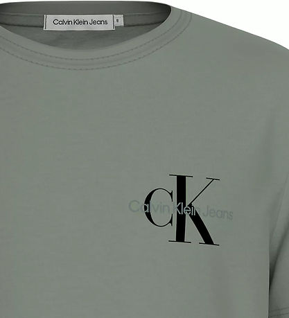Calvin Klein T-Shirt - Borstmonogram - Meteoor Green