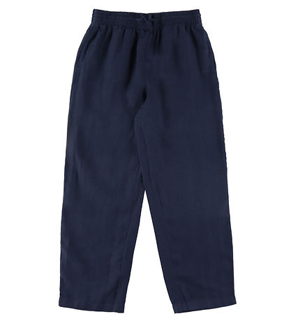 GANT Trousers - Linen - Relaxed - Navy