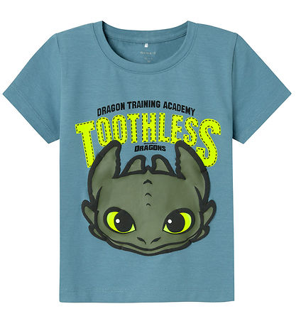 Name It T-shirt - NmmApron Dragons - Provincial Blue w. Toothles