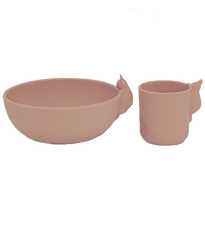 Konges Sljd Dinner Set - Silicone - 2 Parts - Bunny - Blush