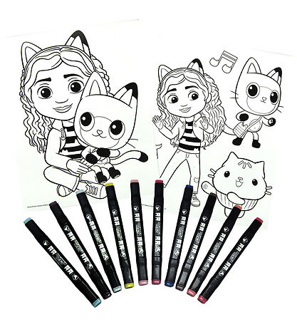Gabby's Dollhouse Colouring Set w. 10 Colour Markers - Color wit