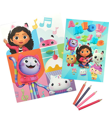 Gabby's Dollhouse Colouring Set w. 4 Colouring Pencils