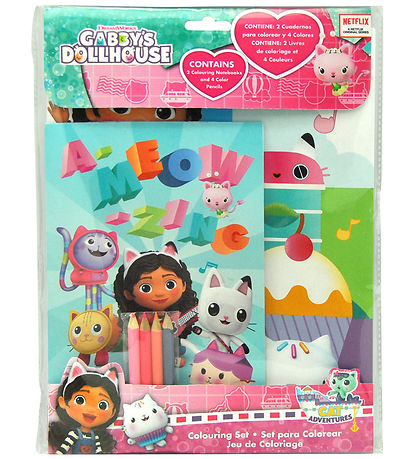 Gabby's Dollhouse Colouring Set w. 4 Colouring Pencils
