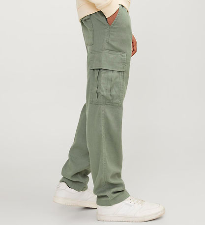 Jack & Jones Trousers - Linen - JpstBill - Cargo - Laurel Wreath