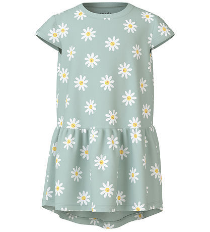 Name It Dress - NmfVigga - Silt Green/Daisy flowers