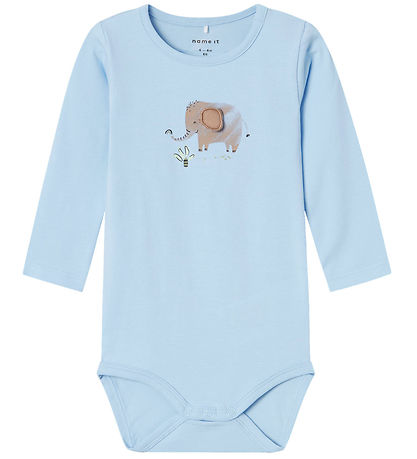 Name It Bodysuit L/ - NbmHannon - Chambray Blue w. Elephant