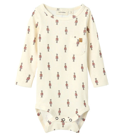 Lil' Atelier Bodysuit L/æ - Rib - NbmGio - Turtledove w. Tin Sol