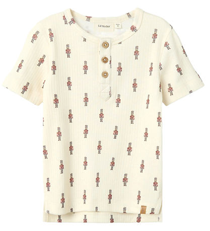 Lil' Atelier T-shirt - Rib - NmmGio - Turtledove w. Tin Soldiers