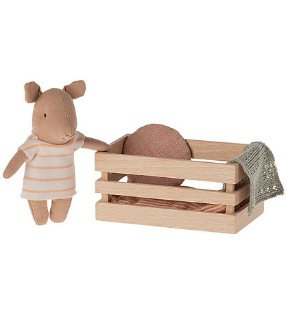 Maileg Pig - Baby Girl in woodbox - Pink