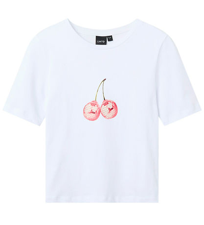 LMTD T-shirt - NlfFerry - Bright White w. Cherry
