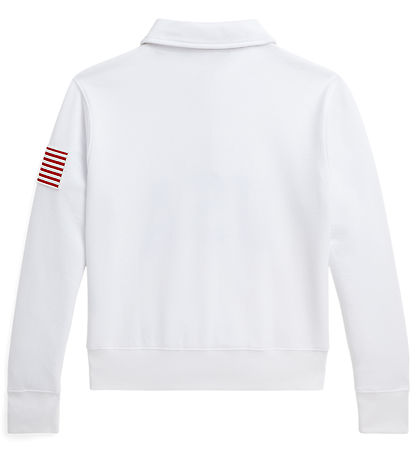 Polo Ralph Lauren Sweatshirt w. Zipper - Cropped - White w. USA