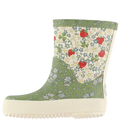 Wheat Rubber Boots - Juno - Green Flowers