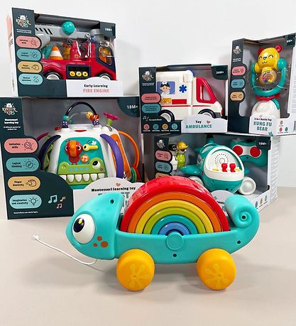 Kinder and Kids Pull Along Toy - Rainbow CombæLeon w. Multi Func
