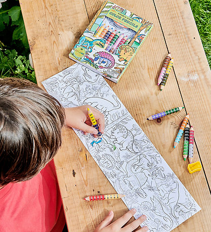 Eeboo Crayons de couleur - 8 pces - Dinosaures av. Dessin
