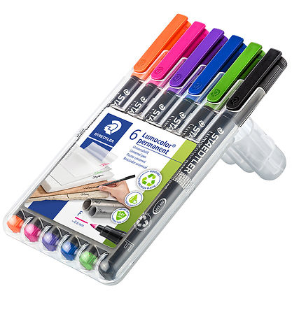 Staedtler Tússlitir - 6 Stk. - Lumocolor Perm - 0,6 mm