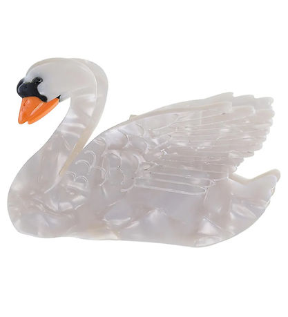 By Str Hair clip - Swan - 9x5 cm - Light Grey