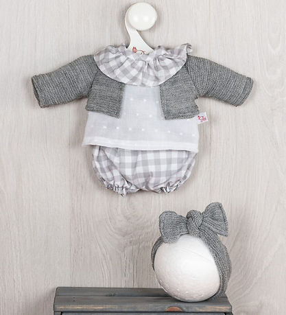 Asi Poppenkleding - 36 cm - Koke - Grijs/Wit