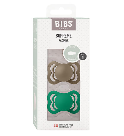 BIBS Supreme+ Schnuller - Gr. 1 - 2er-Pack - Symmetrisch - Dark 