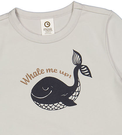 Müsli Stuttermabolur - Whale - Soft Blue
