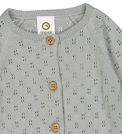 Müsli Cardigan - Prjónað - Pointelle - Jasmine Blue