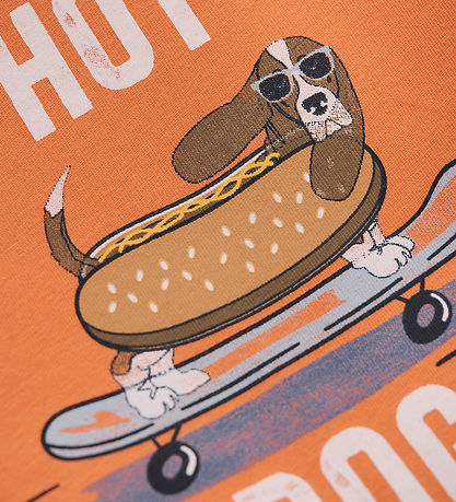 Minymo T-Shirt - Coral Gold m. Hot Dog