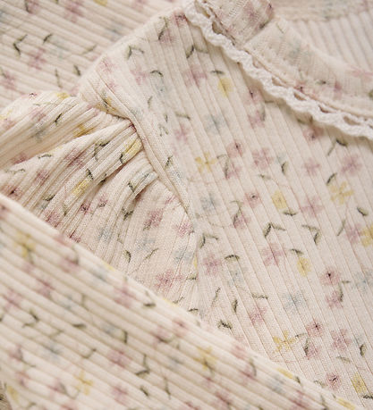 Minymo Blouse - Rib - Pink Champagne w. Flowers