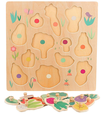 Vilac WoodJigsaw Puzzle - 12 Bricks - Vegetables