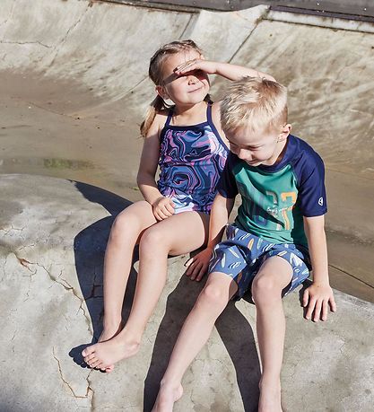 Color Kids Swim Trunks - Vintage Indigo w. Surfboards