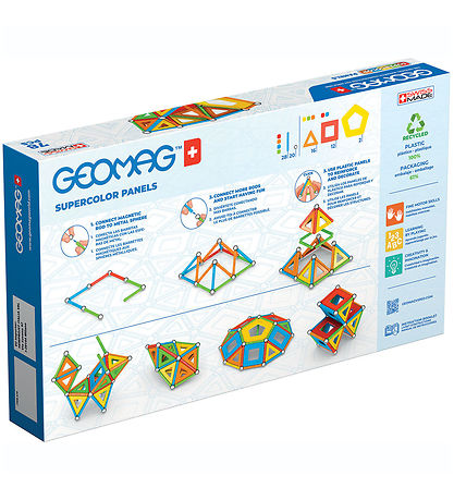 Ensemble d'aimants Geomag - Supercolor Panels Recyclé - 78 Parti