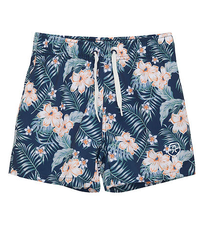 Color Kids Swim Trunks - Deep Sea w. Palm leaves