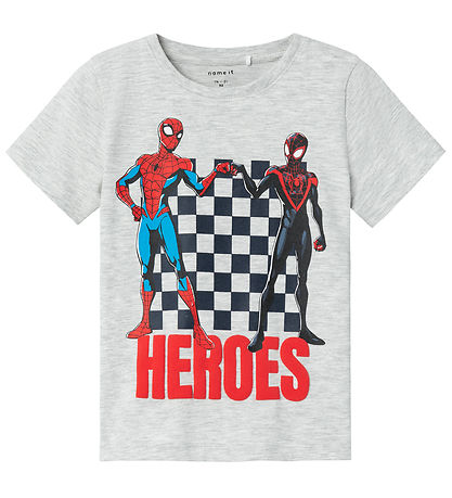 Name It Stuttermabolur - NmmMaclin Spider-Man - Light Grey Melan