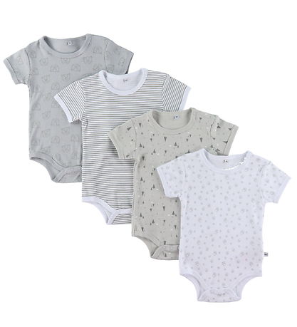 Pippi Baby Bodysuit k/æ - 4-Pack - Harbor Mist