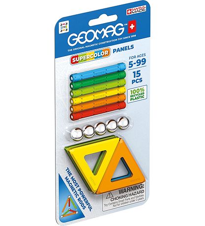 Ensemble d'aimants Geomag - Supercolor Panels Recyclé - 15 Parti