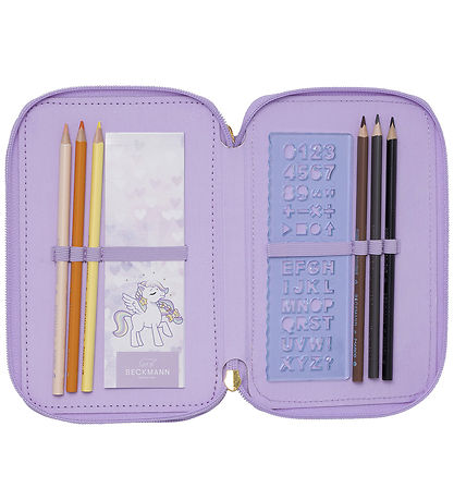 Beckmann Pencil Case w. Contents - Unicorn Princess - Purple