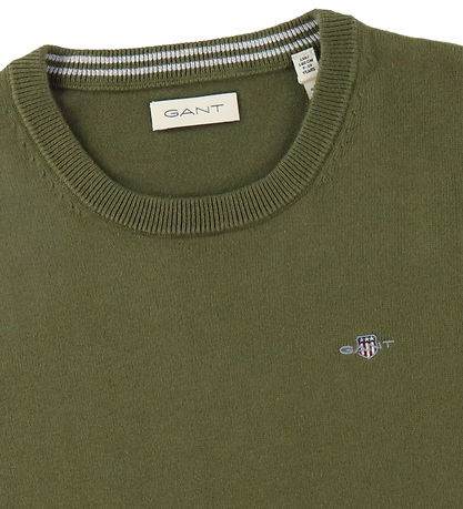 GANT Blússa - Prjónað - Shield Classic+ - Juniper Green