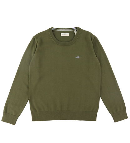 GANT Blússa - Prjónað - Shield Classic+ - Juniper Green