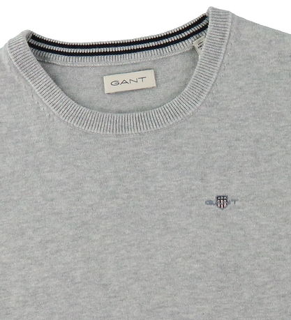 GANT Blússa - Prjónað - Shield Classic+ - Light Grey Melange
