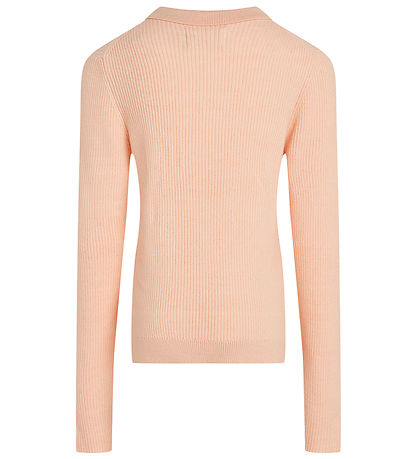 Calvin Klein Blouse - Knitted - Rib - Polo Collar - Pink Sand