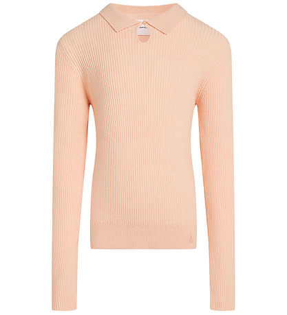 Calvin Klein Blouse - Knitted - Rib - Polo Collar - Pink Sand