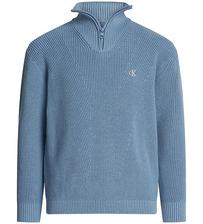 Calvin Klein Blússa - Prjónað - Rib - Hálf-zip Mono - dofnað Gal