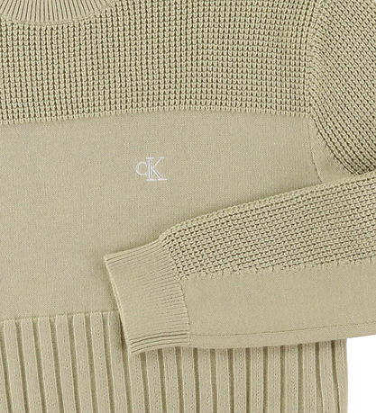 Calvin Klein Blússa - Prjónað - 3-sauma einrit - Pale Khaki
