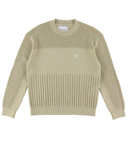 Calvin Klein Blússa - Prjónað - 3-sauma einrit - Pale Khaki