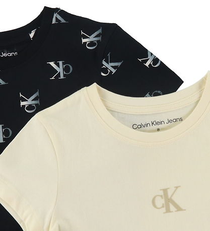 Calvin Klein T-Shirt - 2er-Pack - Black Monogramm Aop/Afterglow