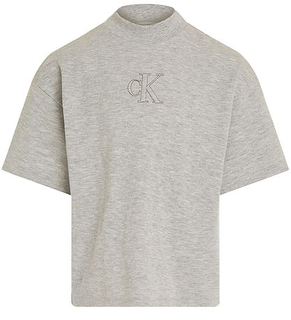 Calvin Klein Stuttermabolur - Einrit - Light Grey Heather