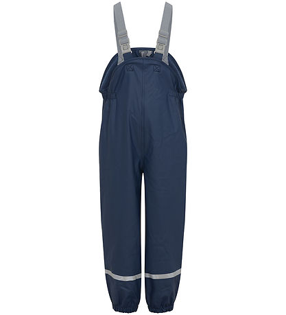 Color Kids Rain Pants w. Fleece/Suspenders - PU - Dress Blues