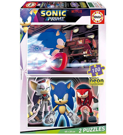 Educa Jigsaw Puzzle - 2x100 Bricks - Sonic Prime Neon
