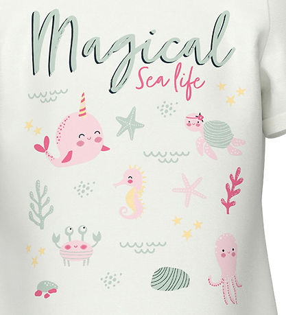 Name It Stuttermabolur - NmfVix - Bright White/Magical Sealife