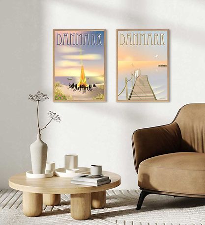 Vissevasse Veggspjald - 50x70 cm - Danmörk - Sankti Hans