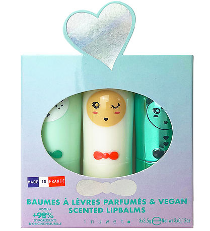 Inuwet Lip balms - 3-Pack - Seashell - Cotton Candy/Apple/Cupca