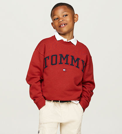 Tommy Hilfiger Peysa - Varsity Útsaumur - Dark Magma